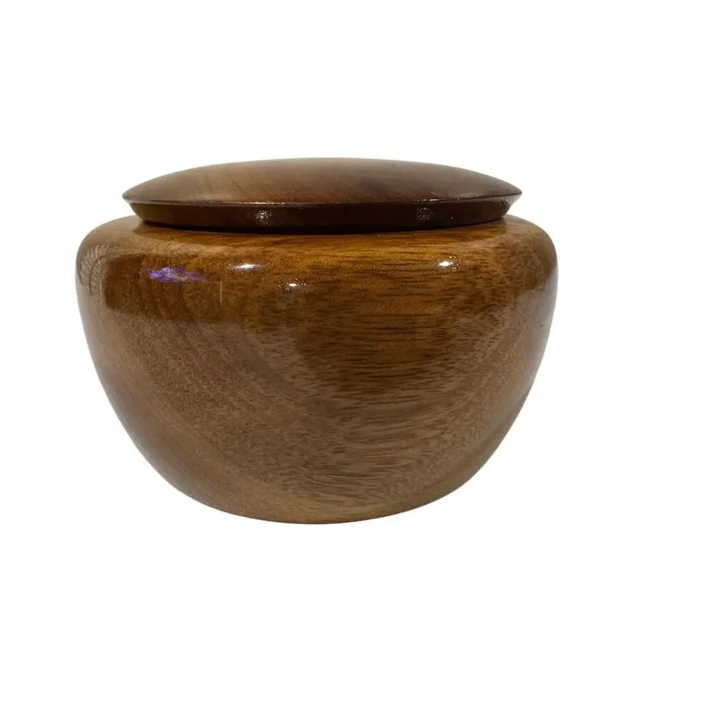 Myrtle Wood Turned Handmade Wooden Trinket Jewelry Bowl with Lid - Picture 1 of 5